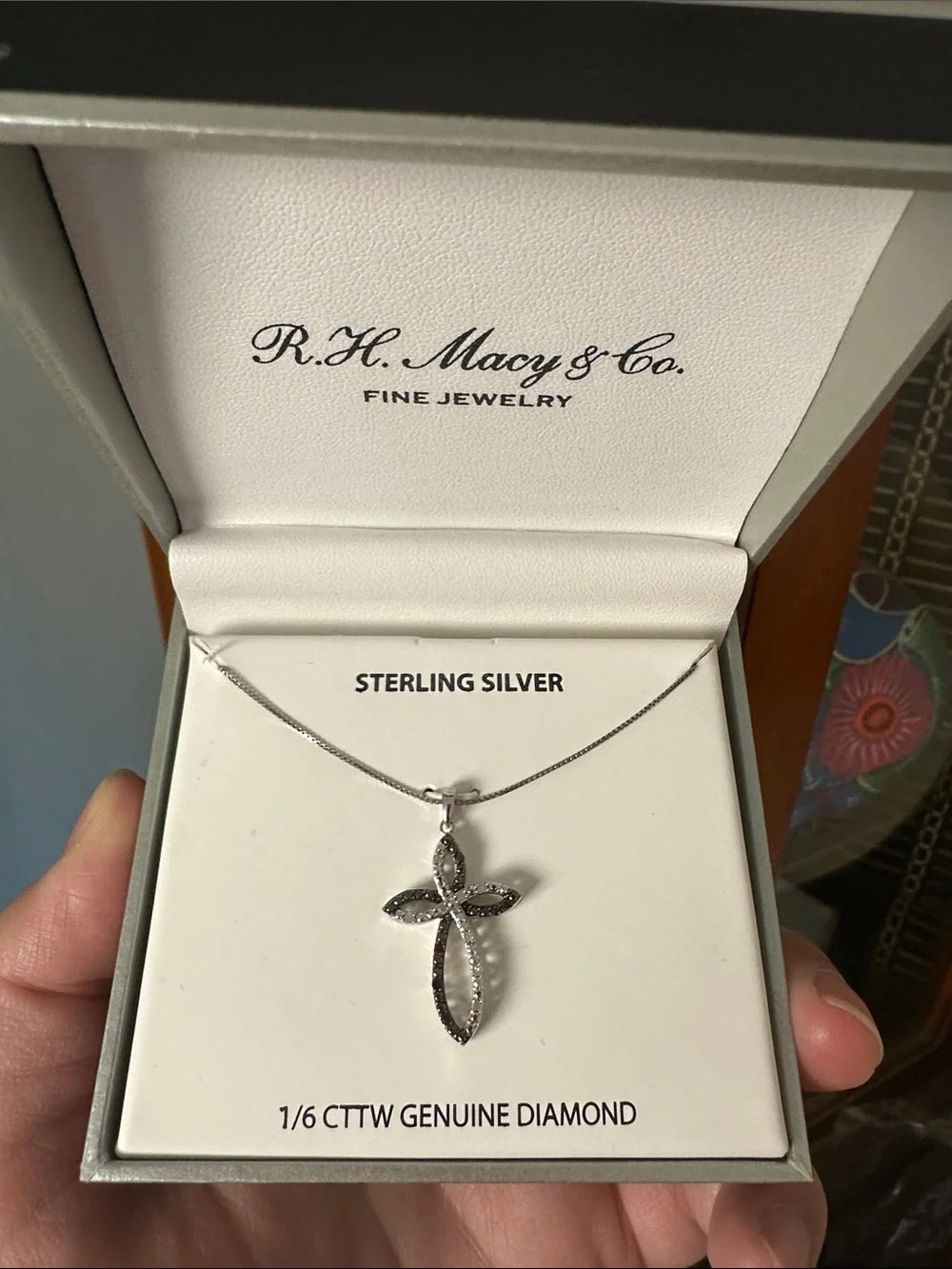 Sterling Silver Diamond Cross Necklace - Silver